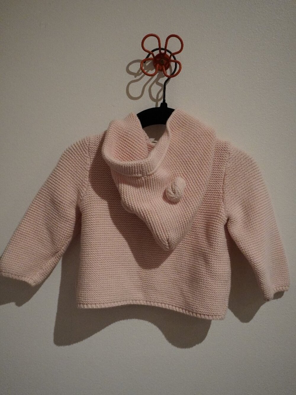 Baby Gap Bear Knit Sweater 6-12M Pink Button Closure 100% Cotton - Picture 2 of 4